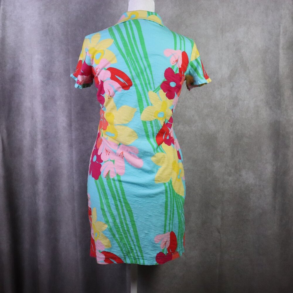 Lilly Pulitzer Carolyn T Shirt Dress Womens XS Multicolor Floral Ruffle Neck - Picture 3 of 9